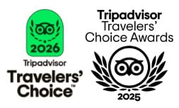 Moafrika Tours logo with awards for TripAdvisor Travelers' Choice 2025 and 2026.