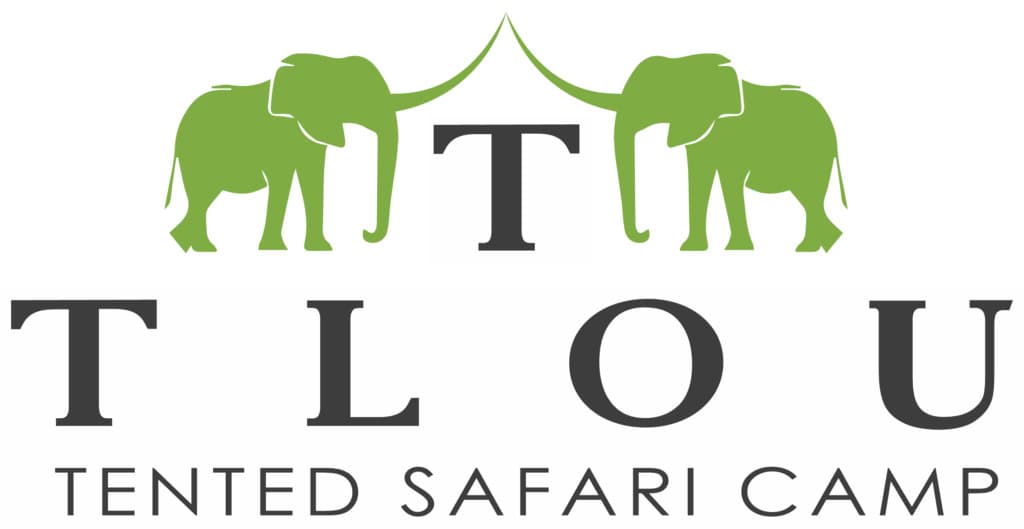 Logo of TLOU Tented Safari Camp with two green elephants and a tent.